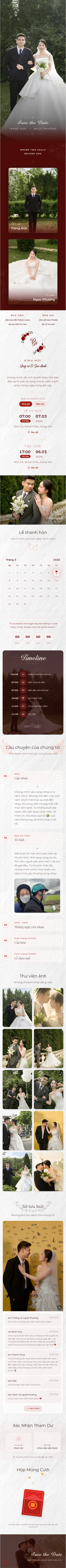 Mẫu thiệp cưới online Đỏ Thanh Lịch