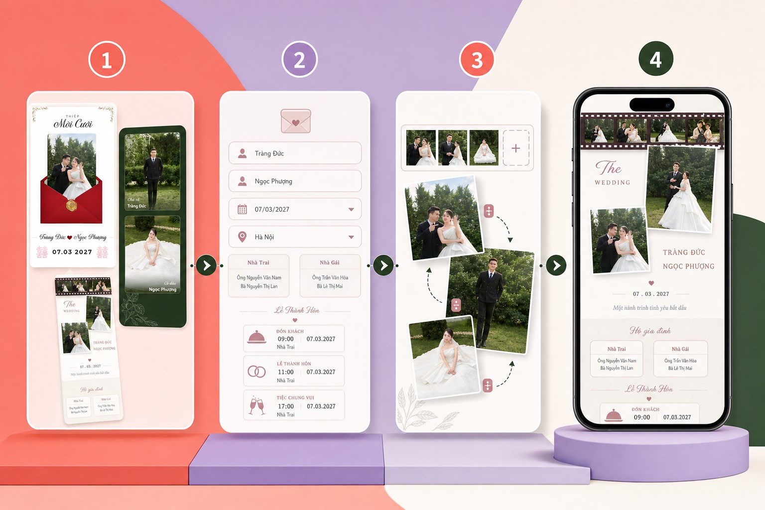 Các bước tạo thiệp cưới online từ chọn mẫu đến xuất bản